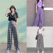 Quần Kẻ Nữ Caro Lưng Cao Dáng Rộng Ống Suông ulzzang CaMa Store M911